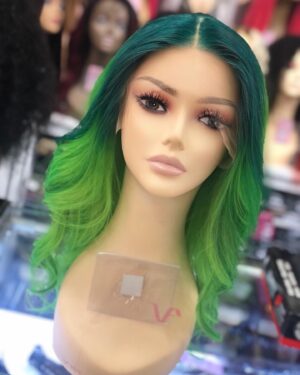 13x4x1 Lace Front Wigs Emerald Green 18”